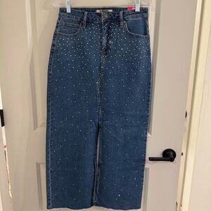 Rock & Roll Denim Embellished Skirt